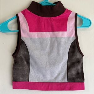 Y2K Pink High Neck Crop Top